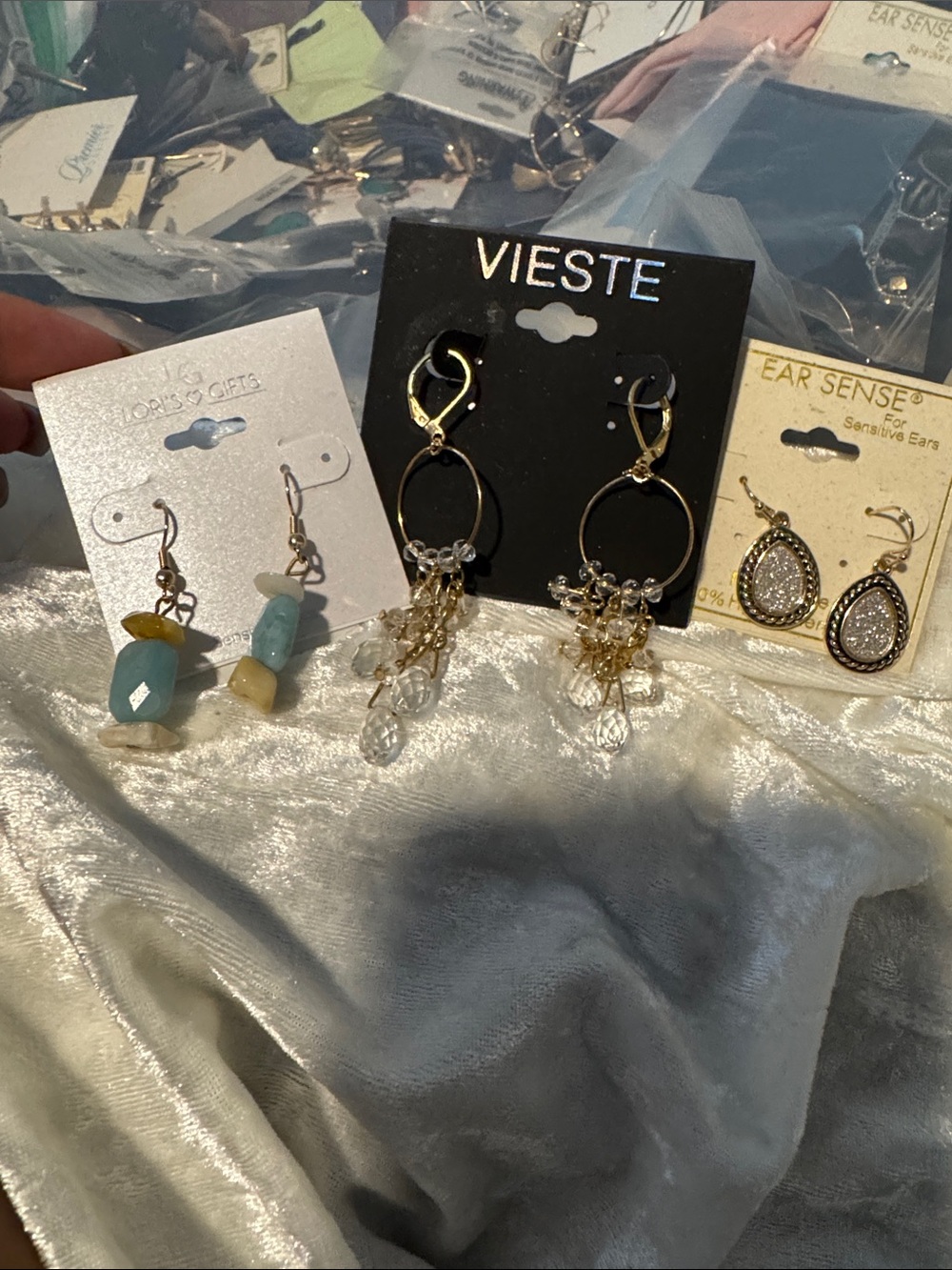 Final price Vieste Gold Hoop Earrings with Clear Crystal Drops